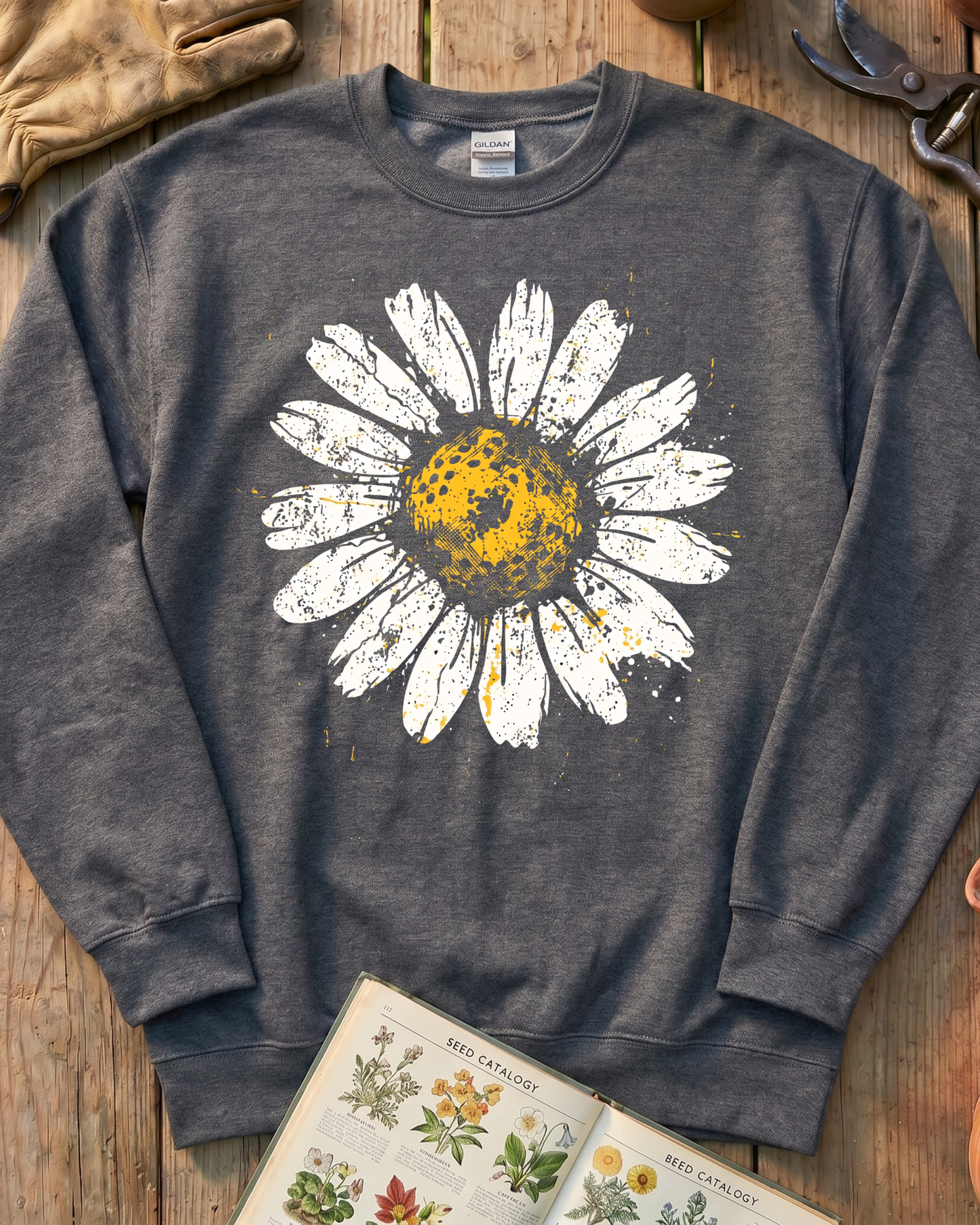 Yellow Daisy Ink Flower Sweatshirt