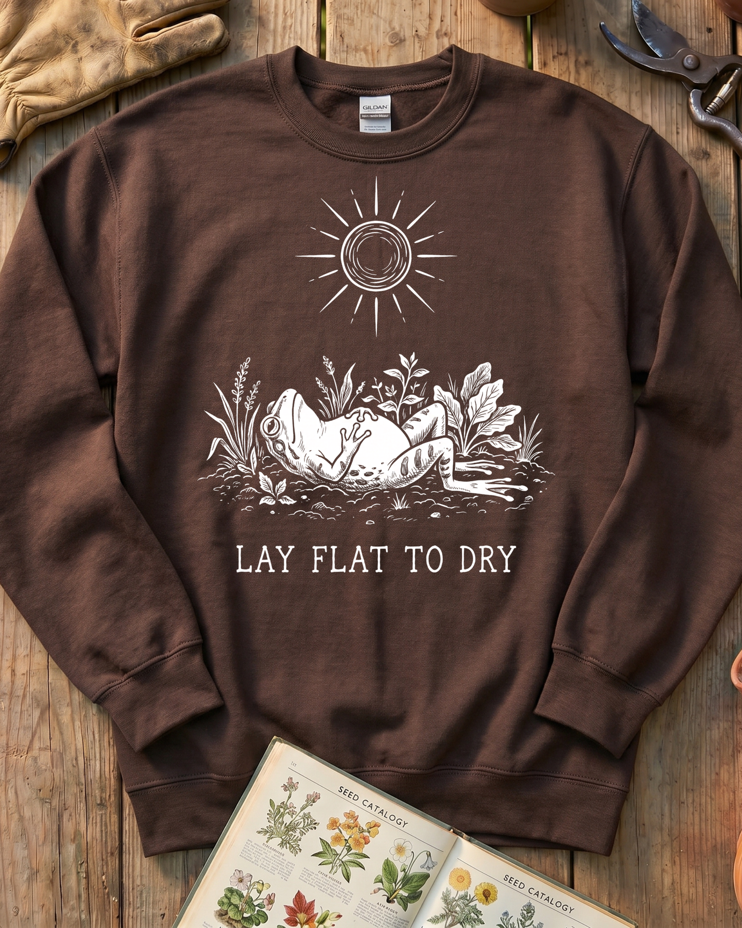 Sunbathing Garden Frog Sweatshirt