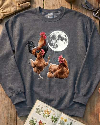 Funny Moon Chicken Farm Animal Sweatshirt