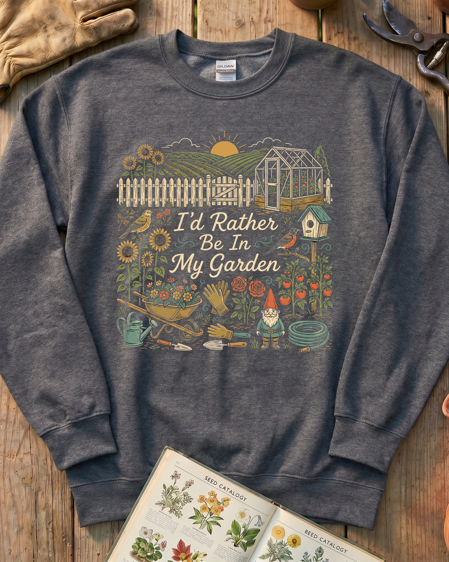 I’d Rather Be In My Garden Garden Gnome Sweatshirt