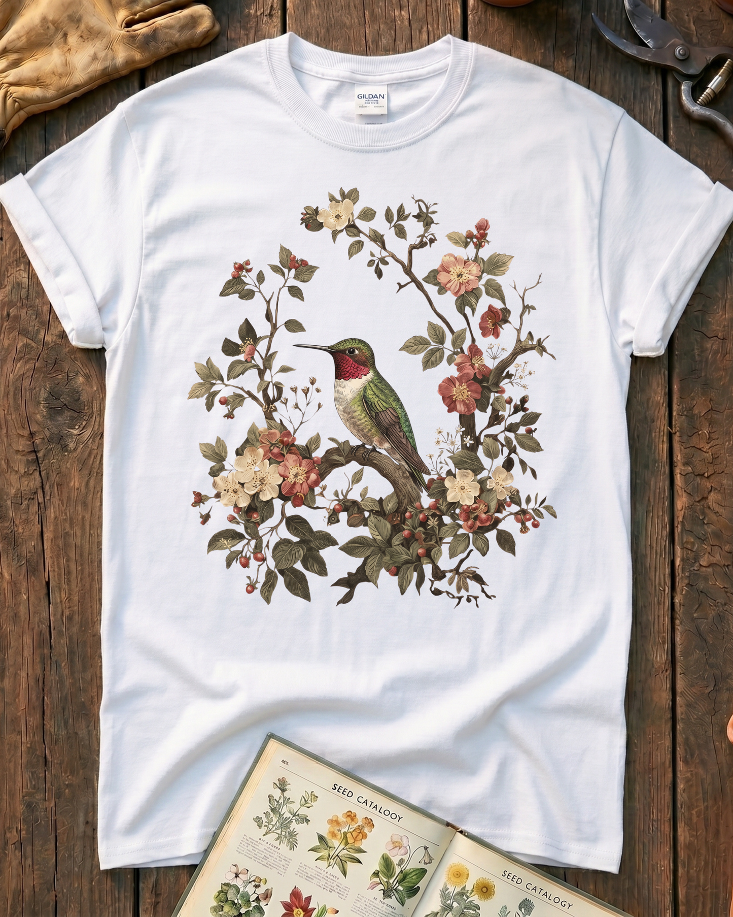 Floral Hummingbird T‑Shirt
