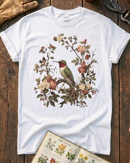Floral Hummingbird T‑Shirt