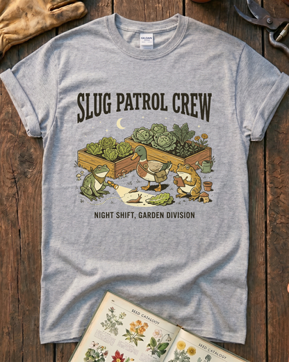 Slug Patrol Crew Frog Duck Toad Garden T-Shirt