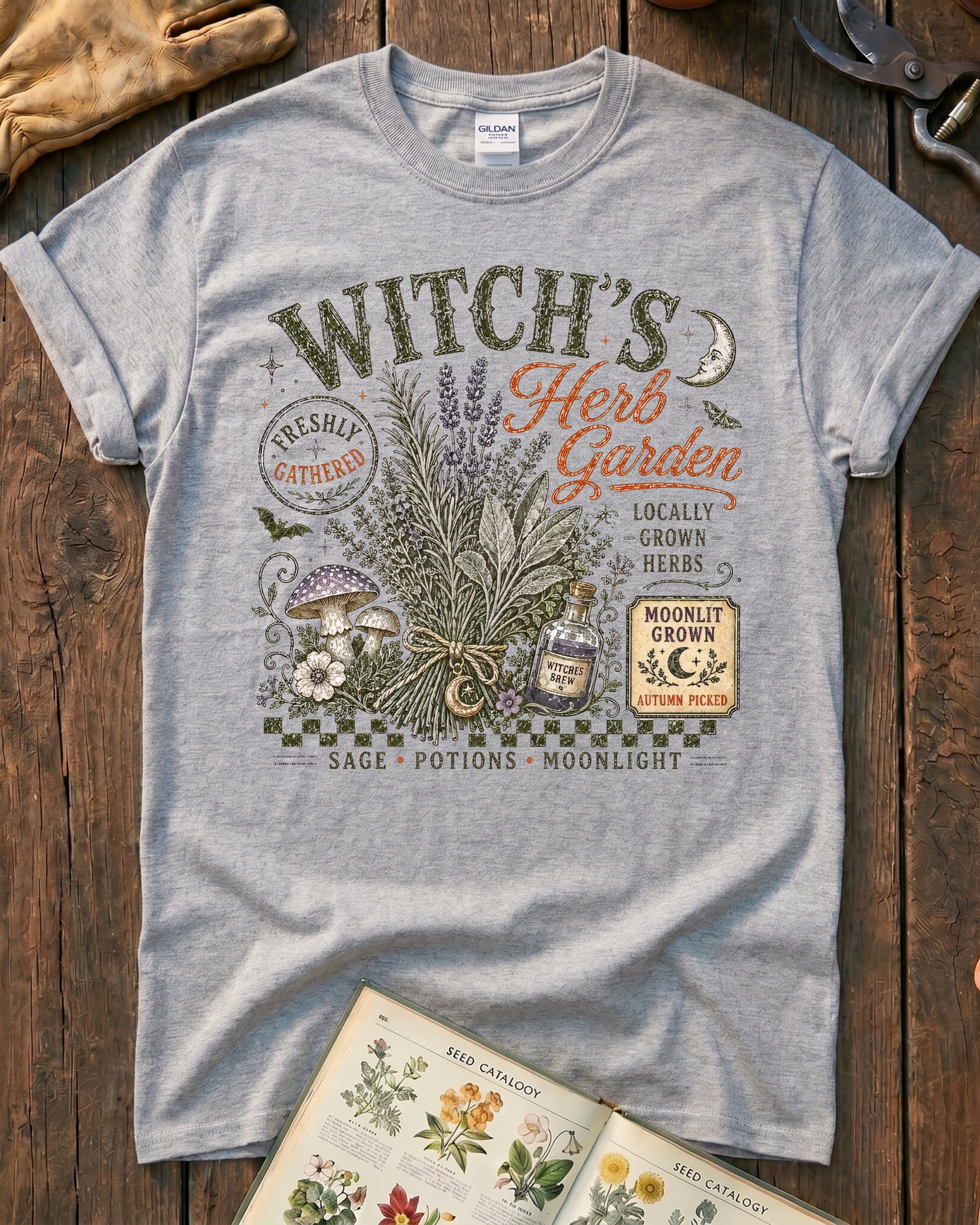 Moonlit Witch Herb Garden T-Shirt
