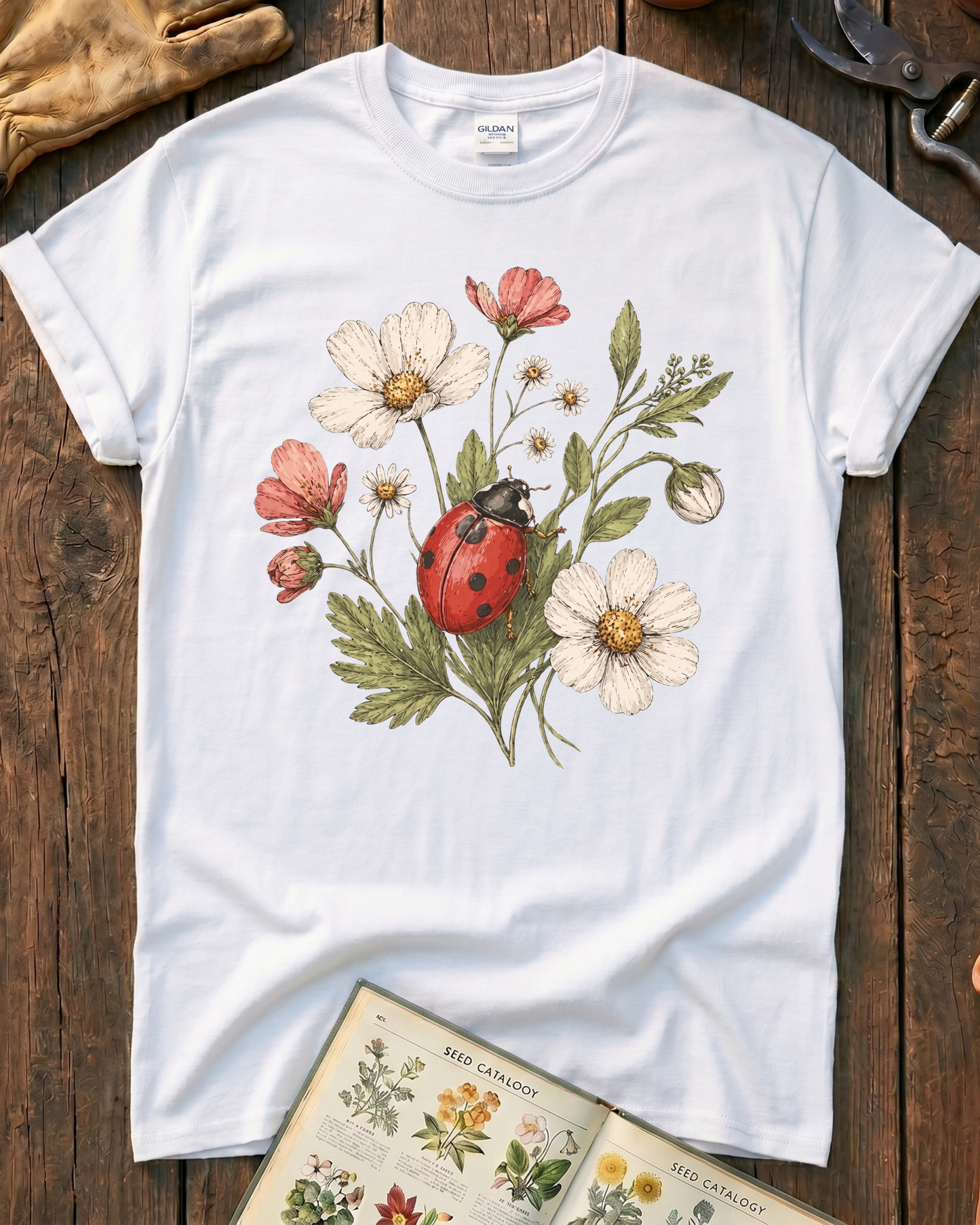 Ladybug Flowers T‑Shirt