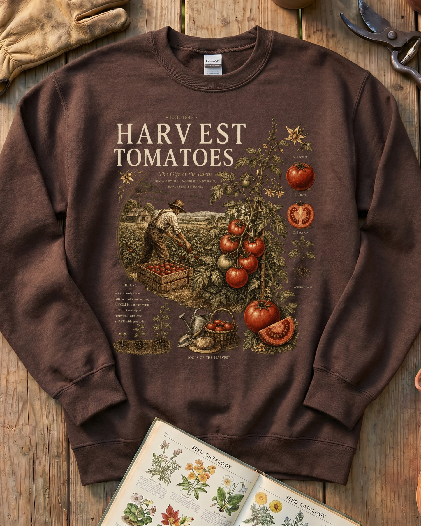 Harvest Tomatoes Vintage Garden Sweatshirt