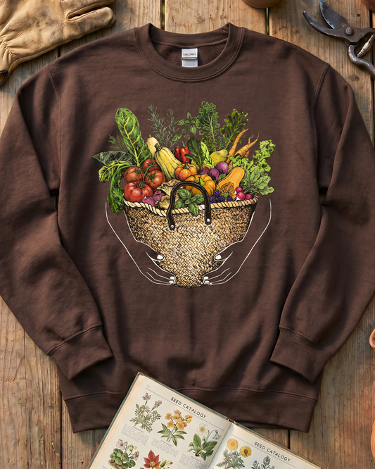Fresh Garden Harvest Vegetable Basket Sweatshirt