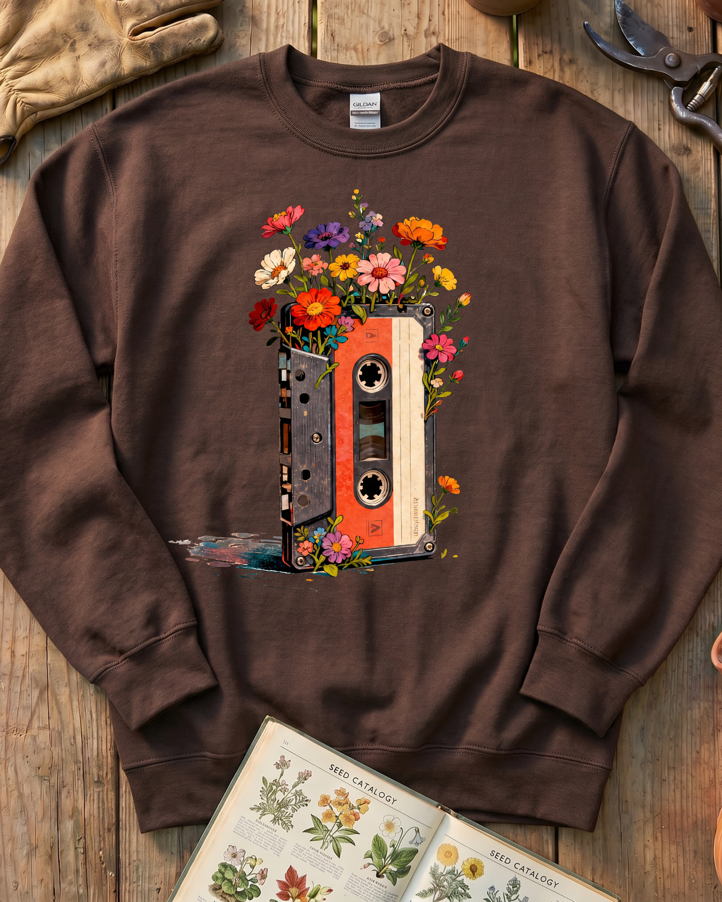 Vintage Cassette Tape Wildflower Sweatshirt