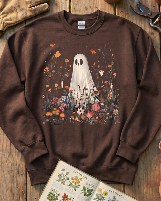 Cozy Ghost Cottage Garden Sweatshirt