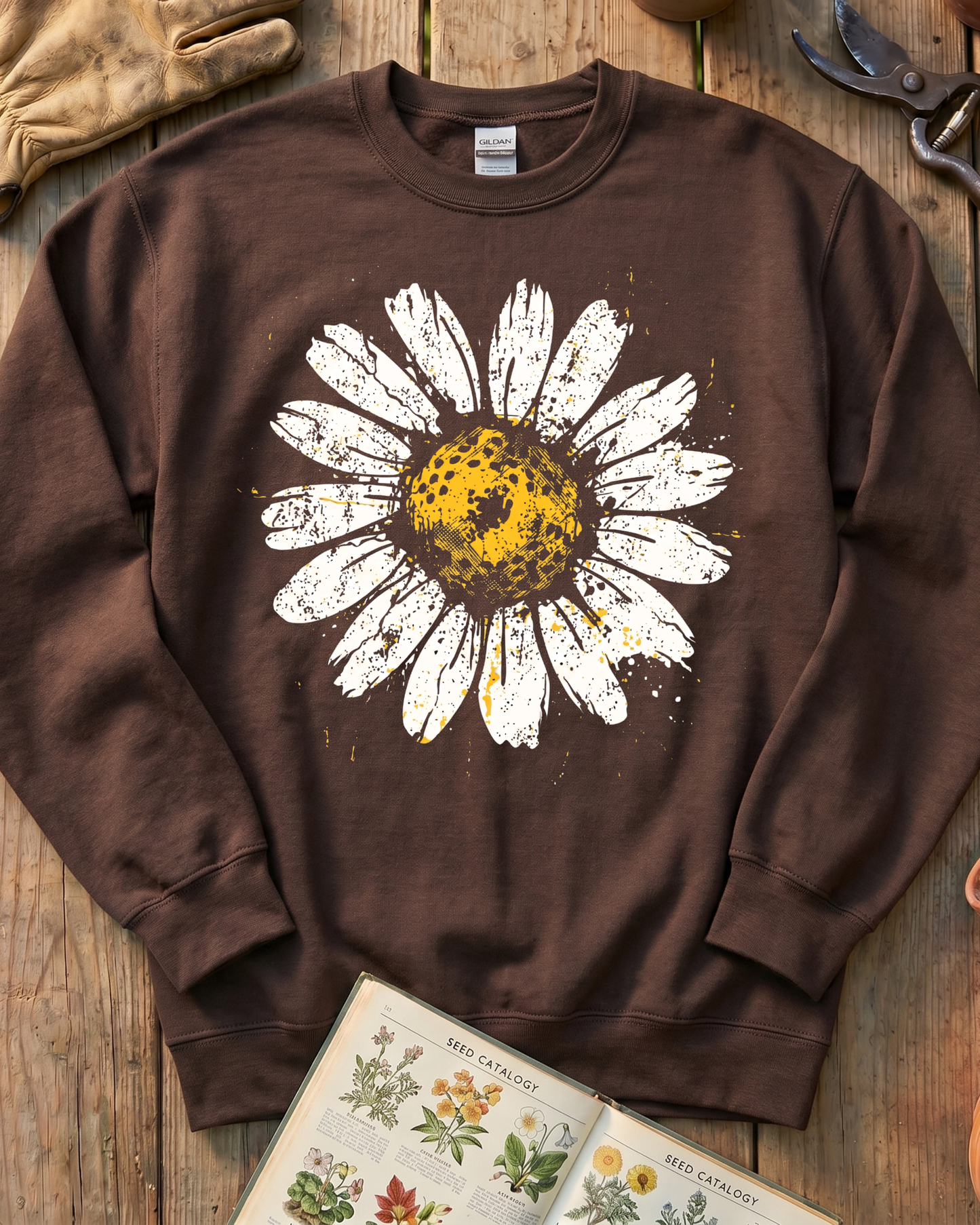Yellow Daisy Ink Flower Sweatshirt