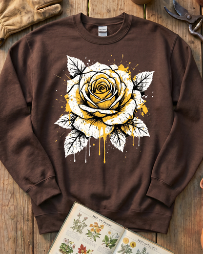 Bold Yellow Rose Ink Garden Sweatshirt