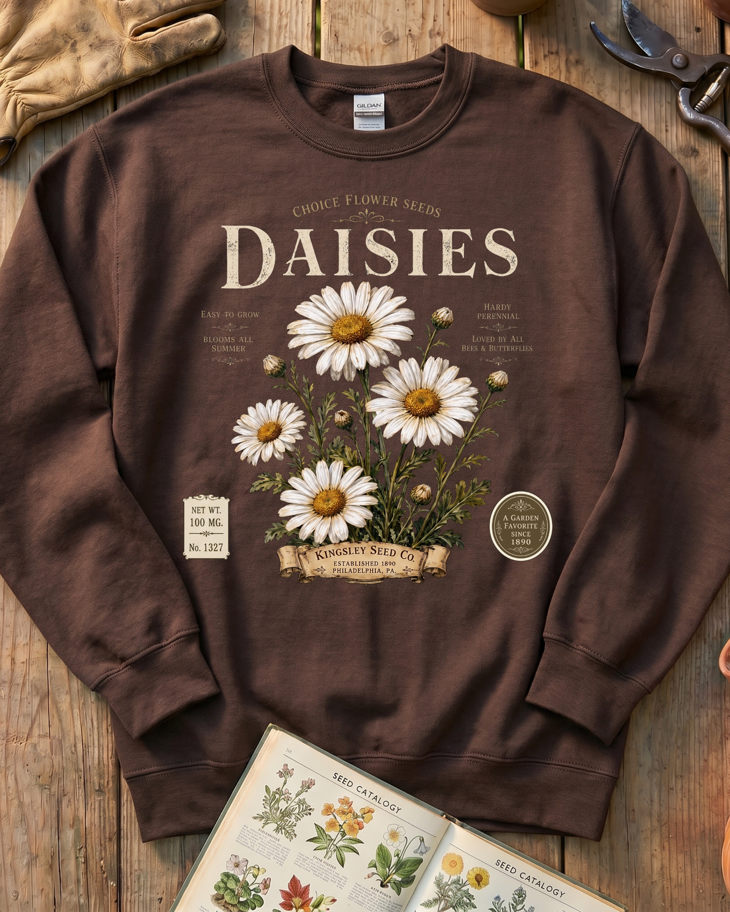 Daisy Seed Catalog Vintage Botanical Sweatshirt