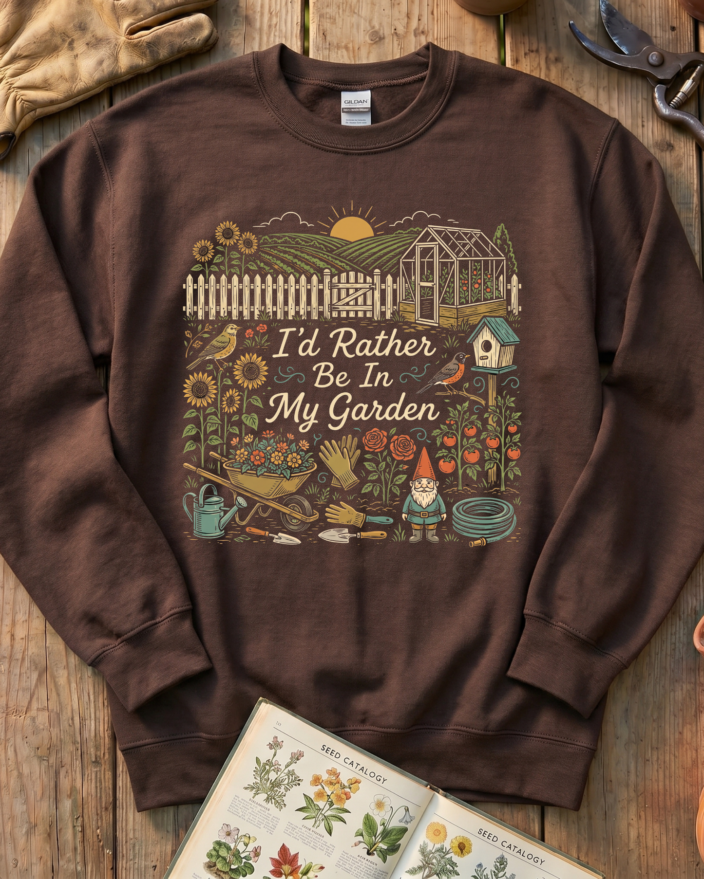 I’d Rather Be In My Garden Garden Gnome Sweatshirt