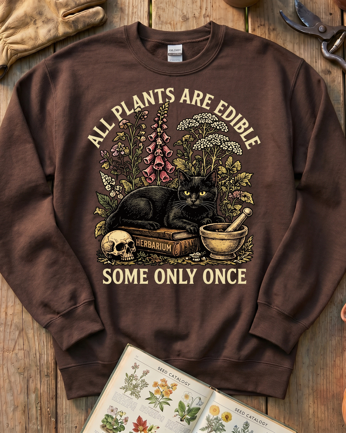All Plants Are Edible Black Cat Sweatshirt
