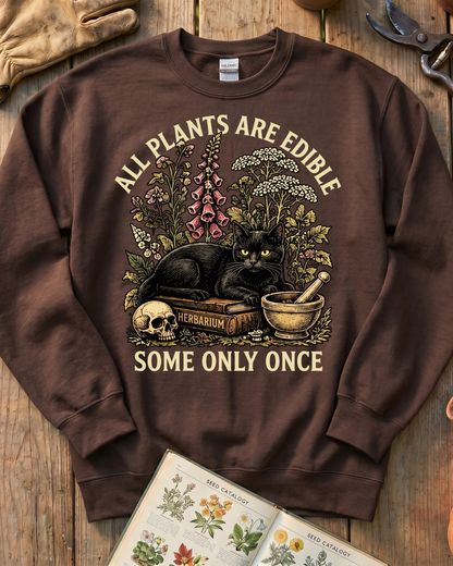 All Plants Are Edible Black Cat Sweatshirt
