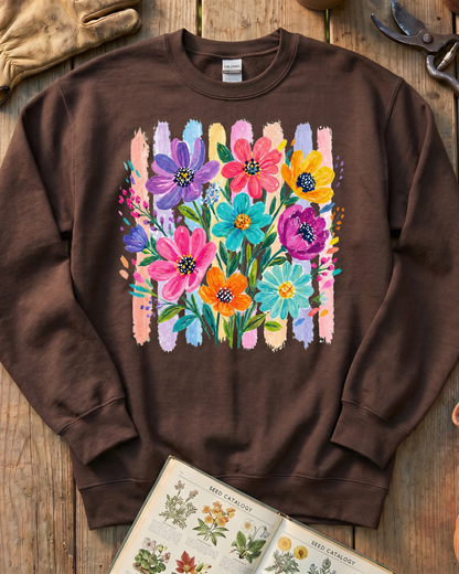 Bright Flower Fence Garden Sweatshirt