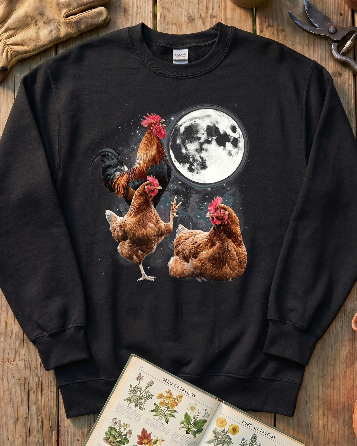 Funny Moon Chicken Farm Animal Sweatshirt