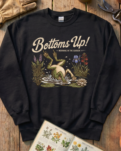 Bottoms Up Morning in the Garden Frog Sweatshirt