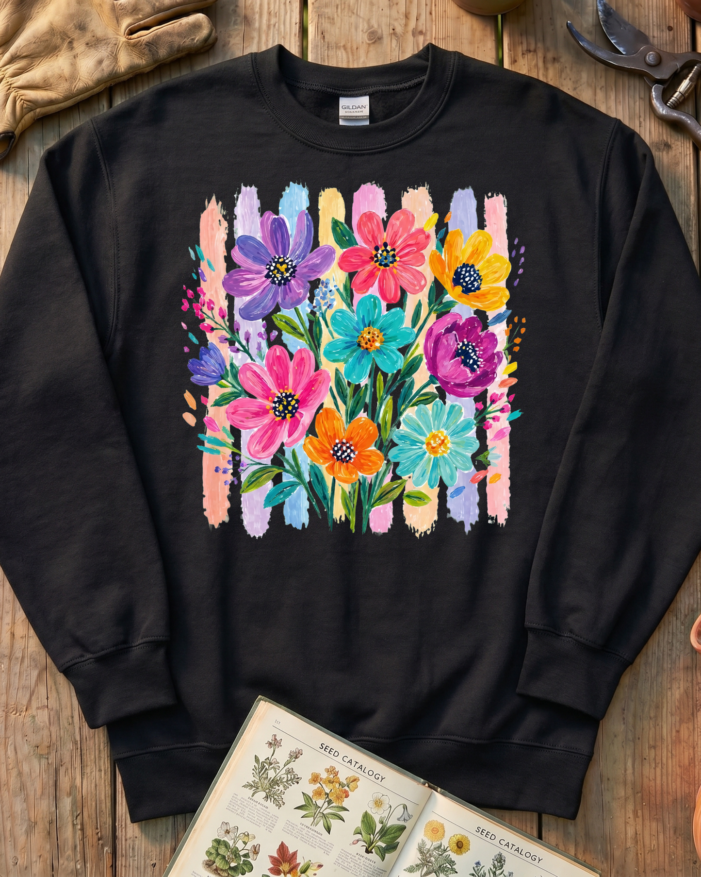 Bright Flower Fence Garden Sweatshirt