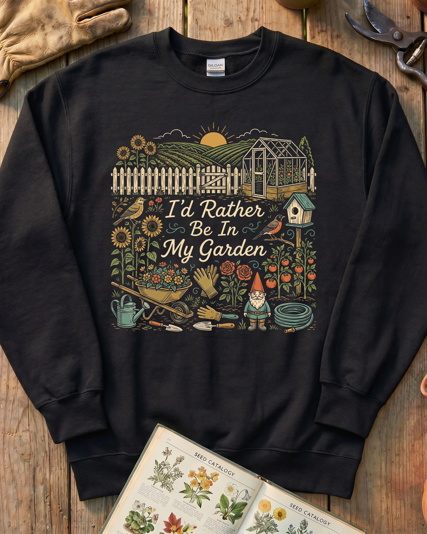 I’d Rather Be In My Garden Garden Gnome Sweatshirt