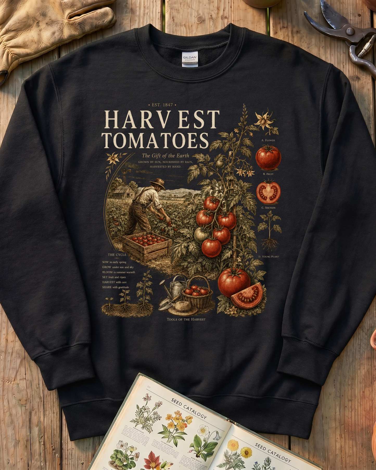Harvest Tomatoes Vintage Garden Sweatshirt