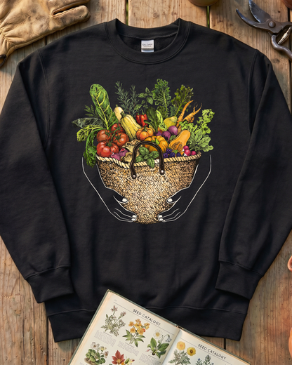 Fresh Garden Harvest Vegetable Basket Sweatshirt