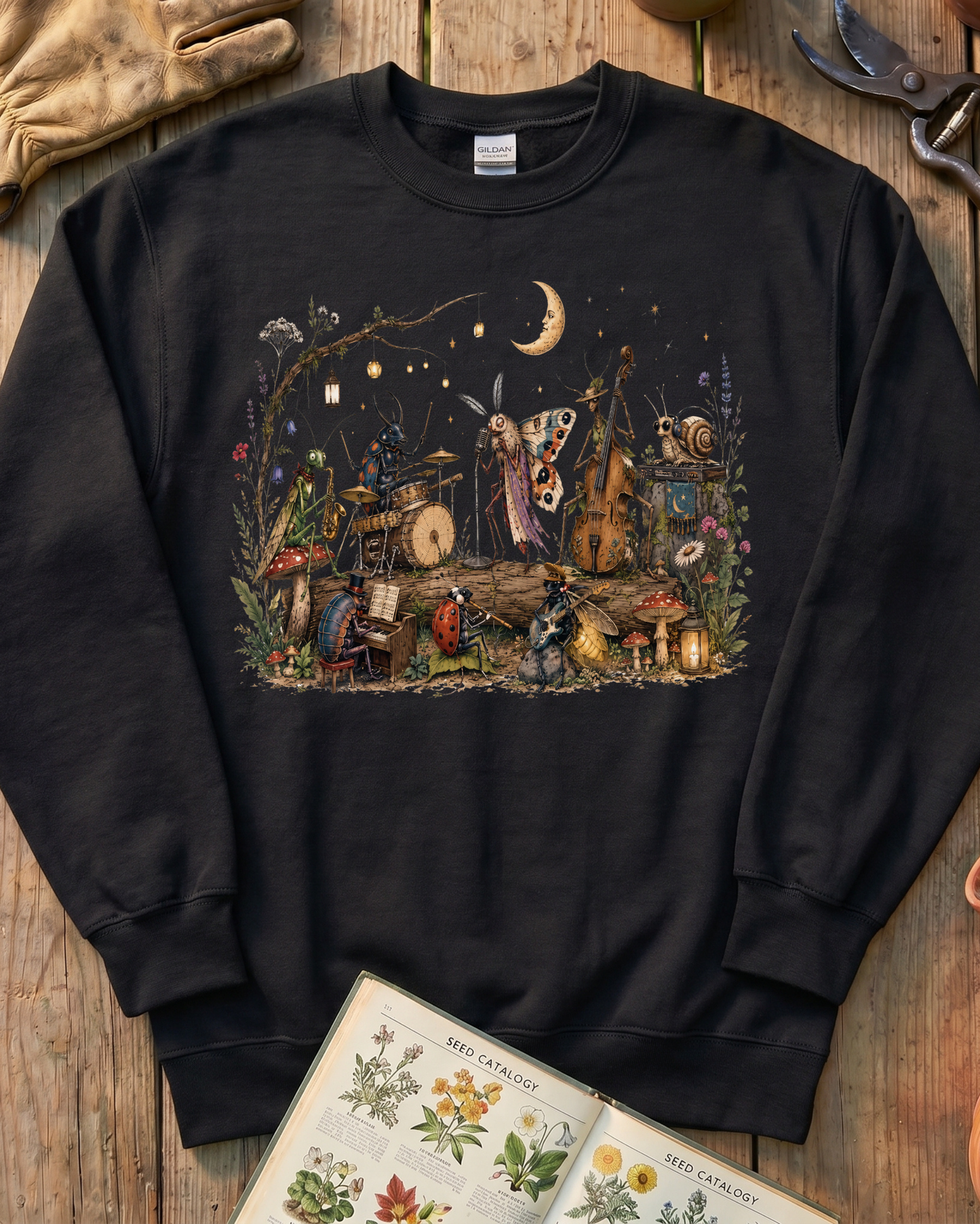 Moonlit Garden Insect Orchestra Sweatshirt