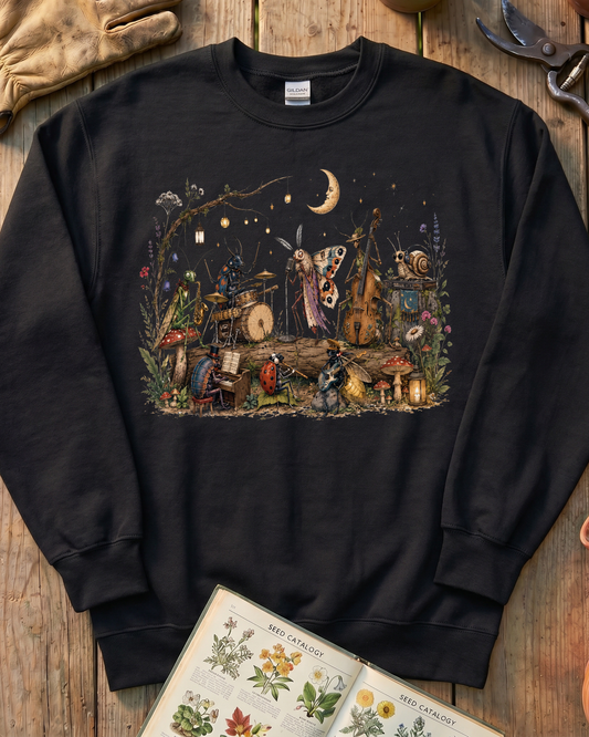 Moonlit Garden Insect Orchestra Sweatshirt