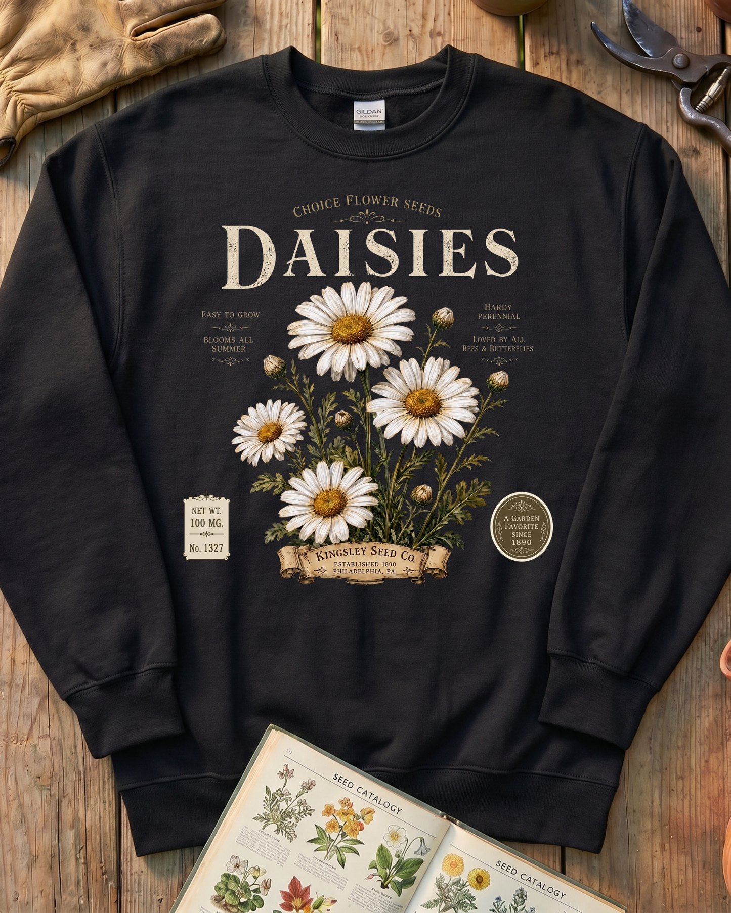 Daisy Seed Catalog Vintage Botanical Sweatshirt