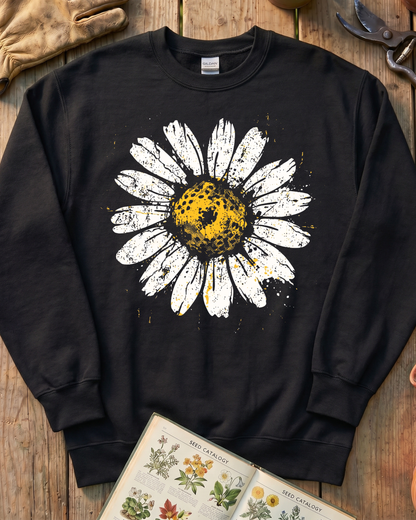 Yellow Daisy Ink Flower Sweatshirt