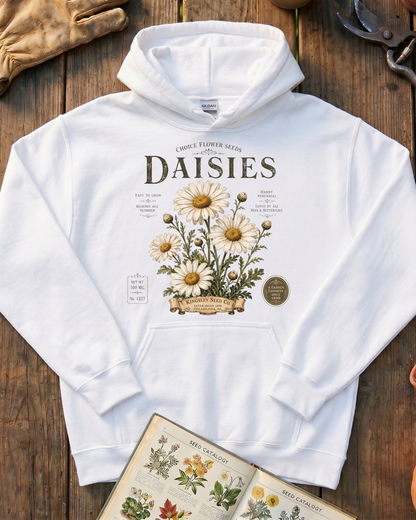 Daisy Seed Catalog Vintage Botanical Hoodie