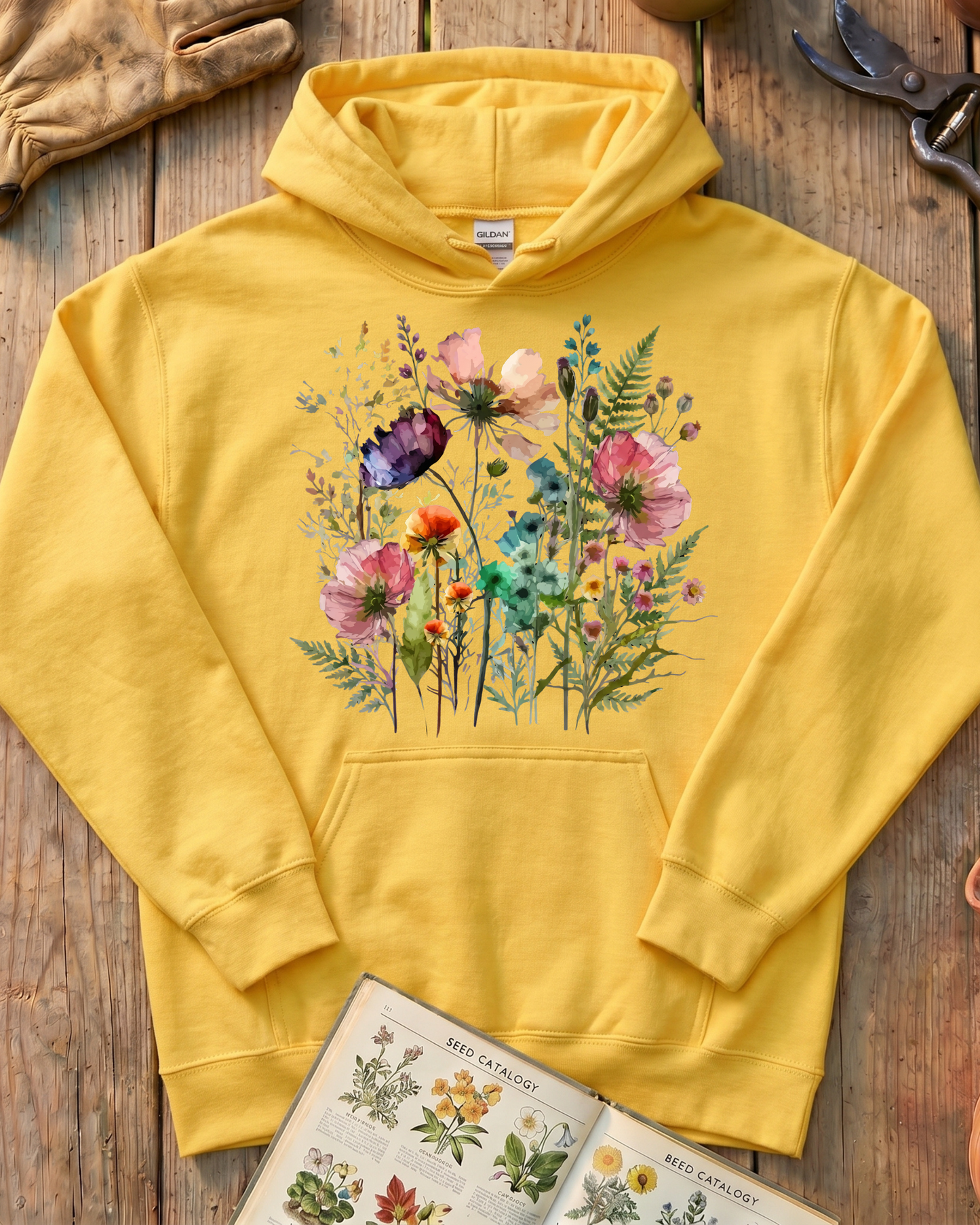 Vintage Floral Meadow Hoodie