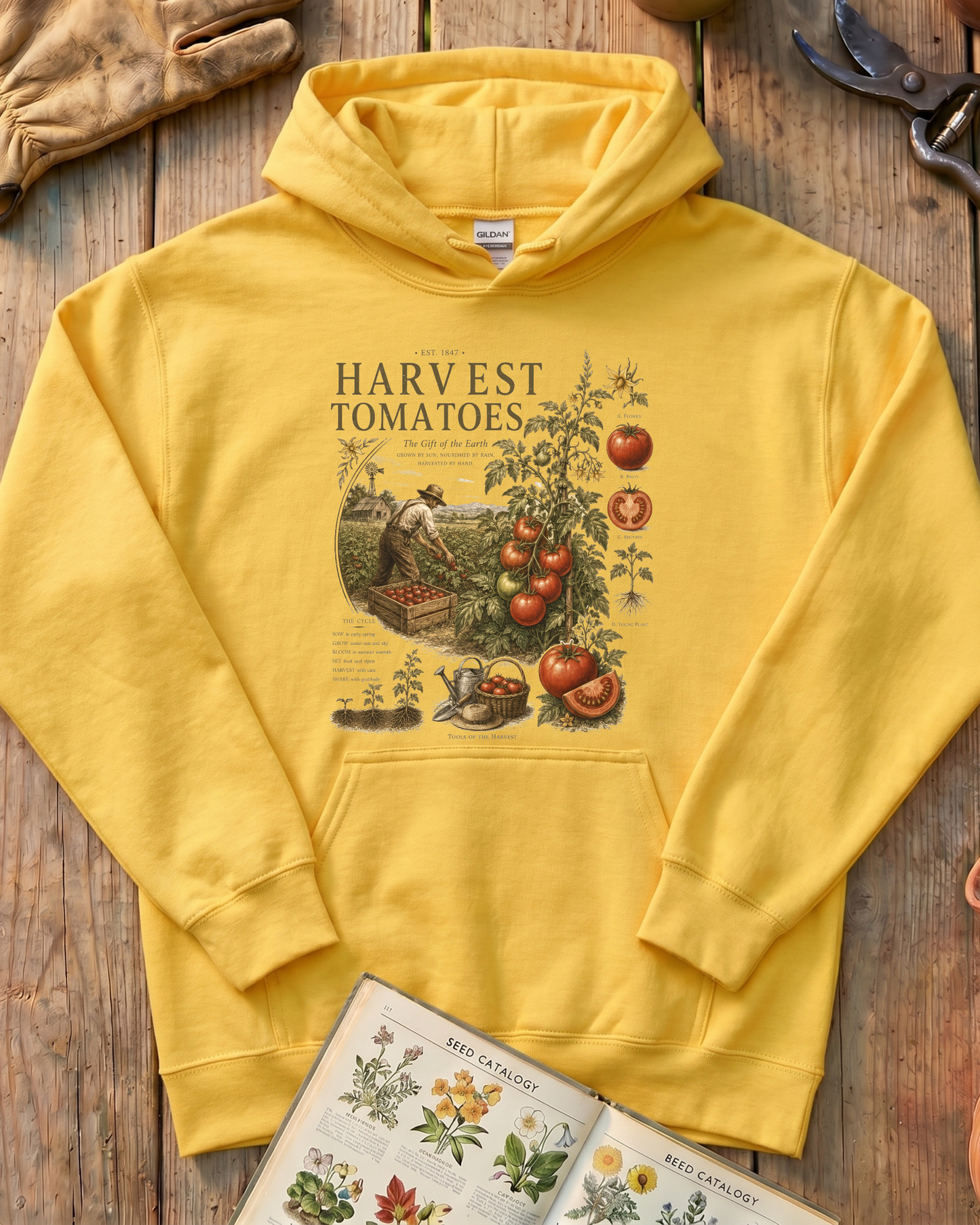 Harvest Tomatoes Vintage Garden Hoodie