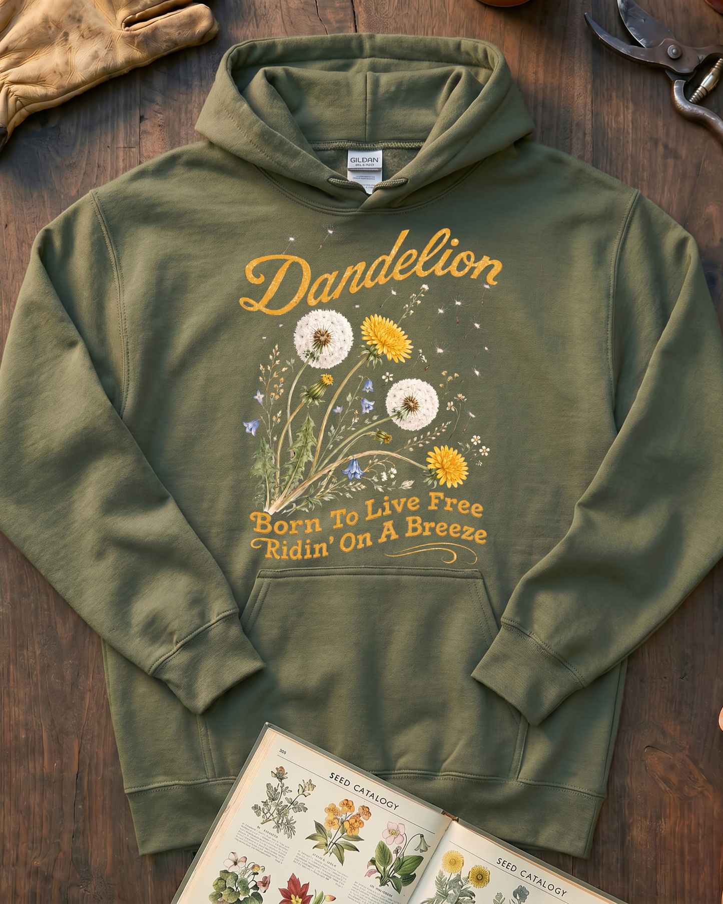 Vintage Dandelion Flower Hoodie
