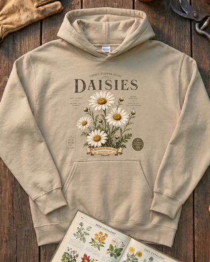 Daisy Seed Catalog Vintage Botanical Hoodie