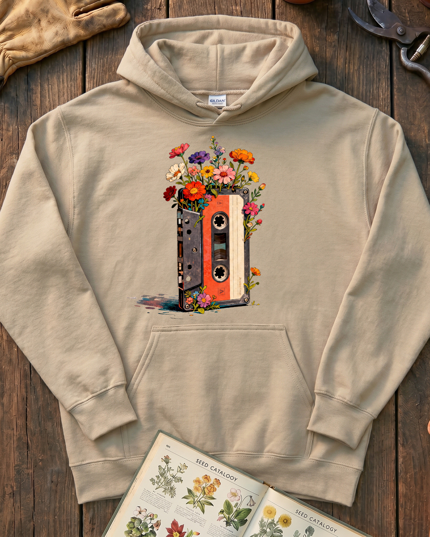 Vintage Cassette Tape Wildflower Hoodie