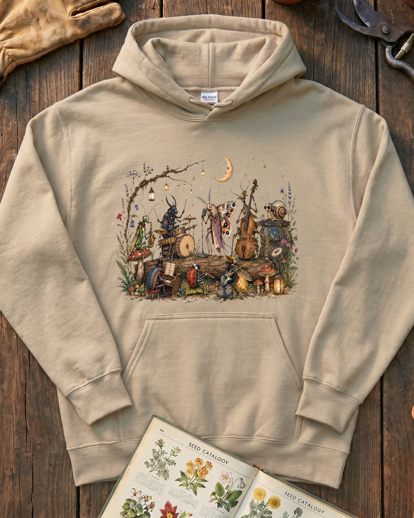 Moonlit Garden Insect Orchestra Hoodie