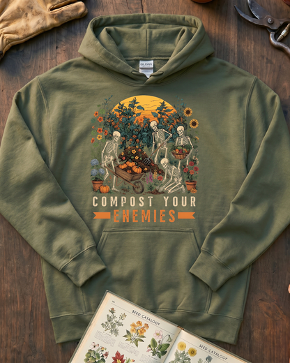 Compost Your Enemies Skeleton Gardener Hoodie