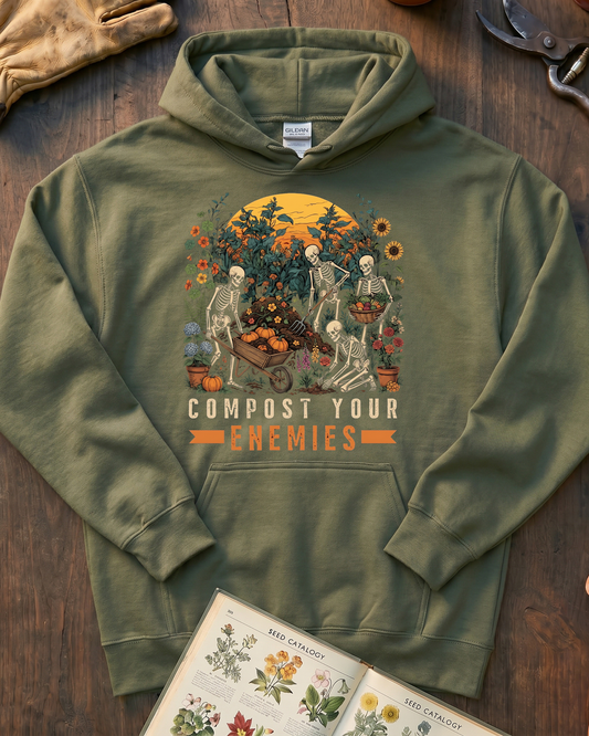 Compost Your Enemies Skeleton Gardener Hoodie