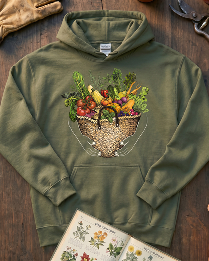Fresh Garden Harvest Vegetable Basket Hoodie