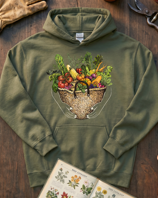 Fresh Garden Harvest Vegetable Basket Hoodie