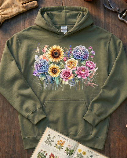 Vintage Floral Garden Bouquet Hoodie