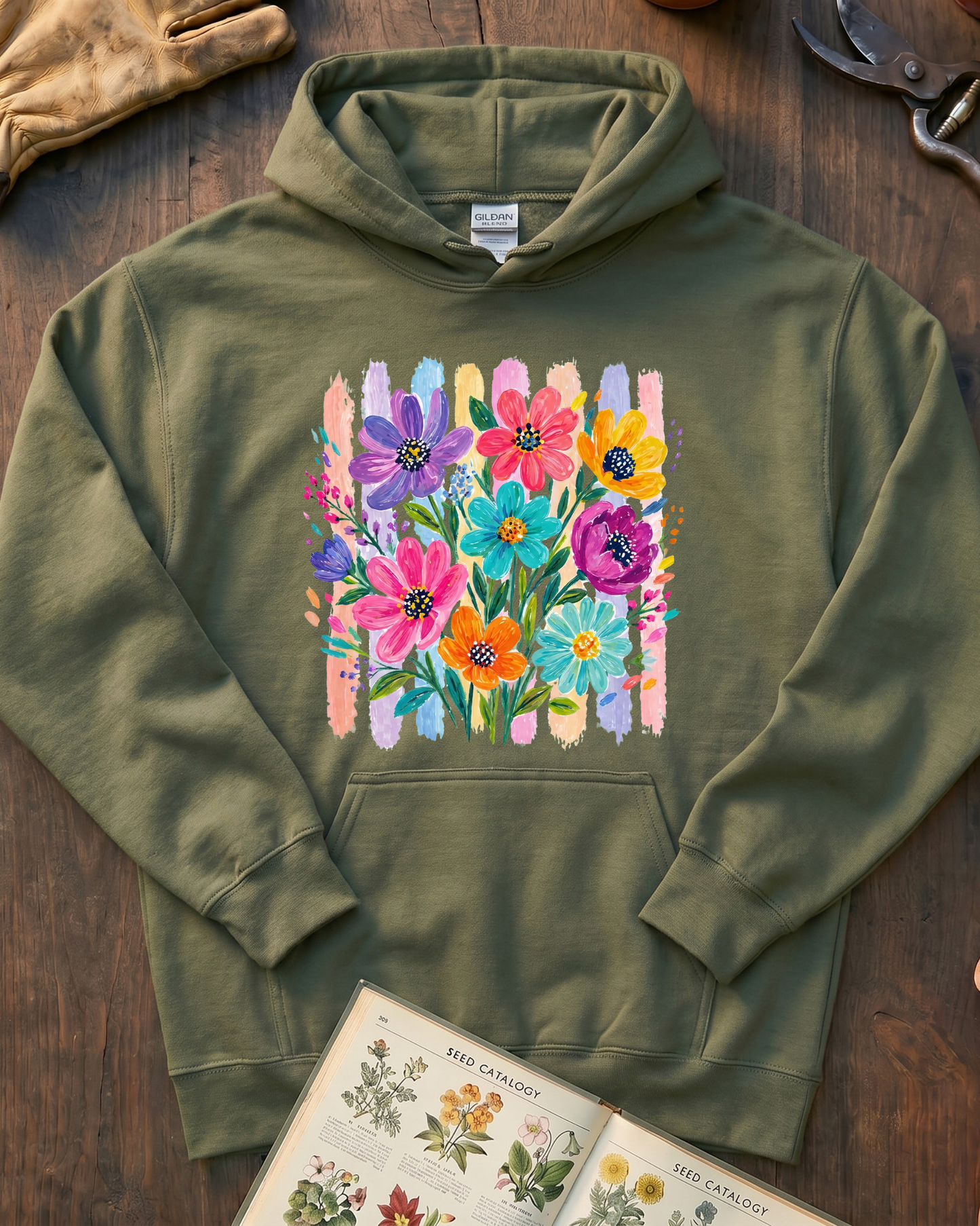 Painterly Wildflower Fence Hoodie