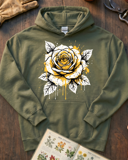 Vintage Ink Rose Flower Hoodie