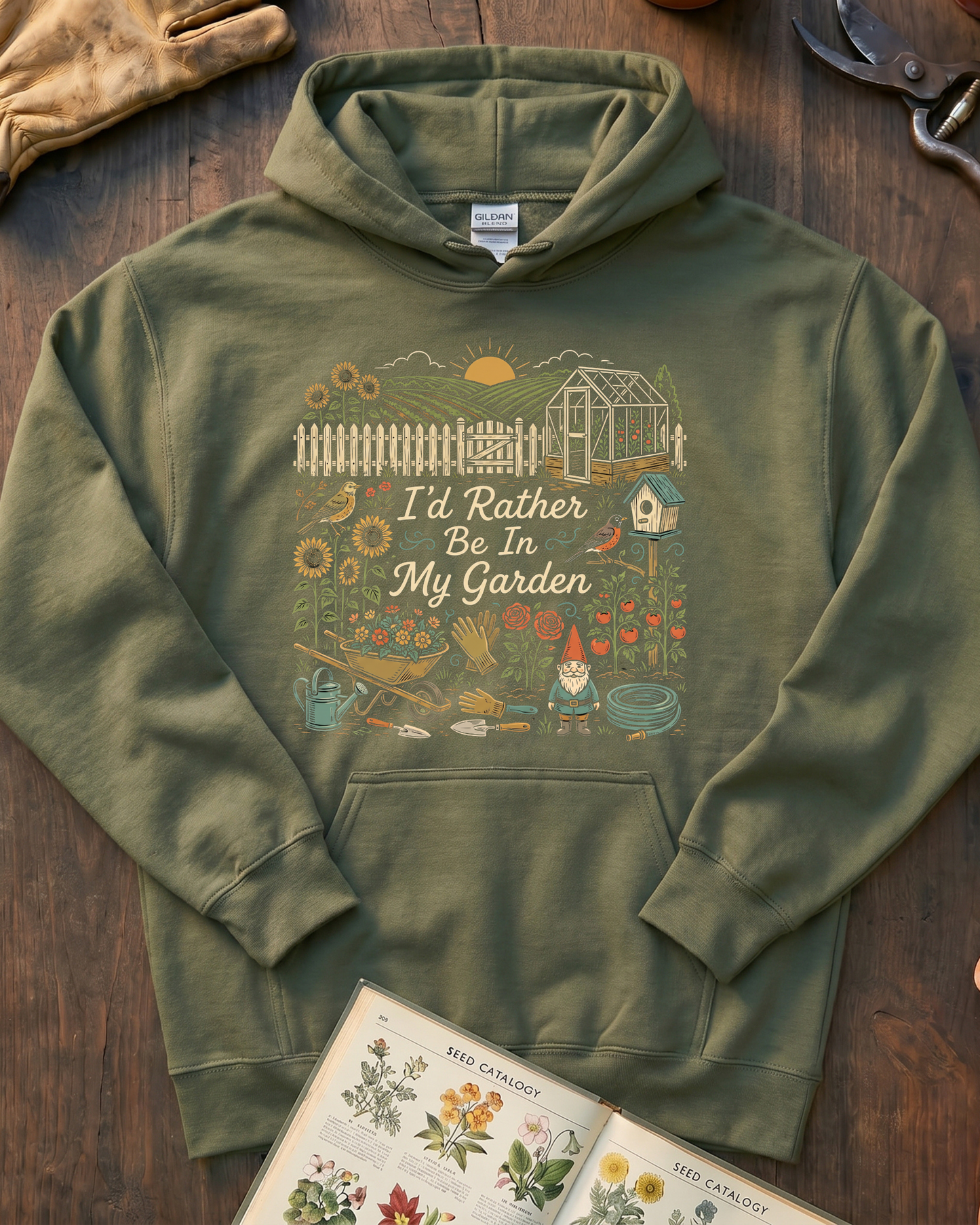 I’d Rather Be In My Garden Garden Gnome Hoodie