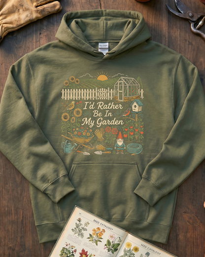 I’d Rather Be In My Garden Garden Gnome Hoodie