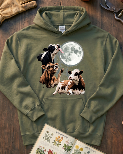 Funny Moon Cow Farm Animal Hoodie