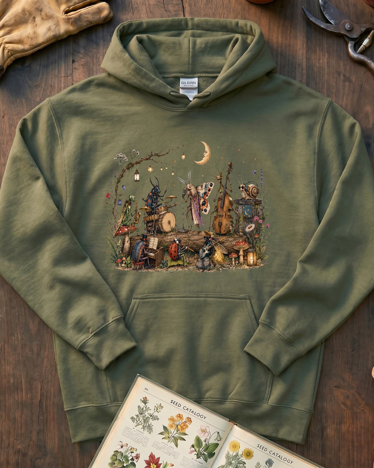 Moonlit Garden Insect Orchestra Hoodie