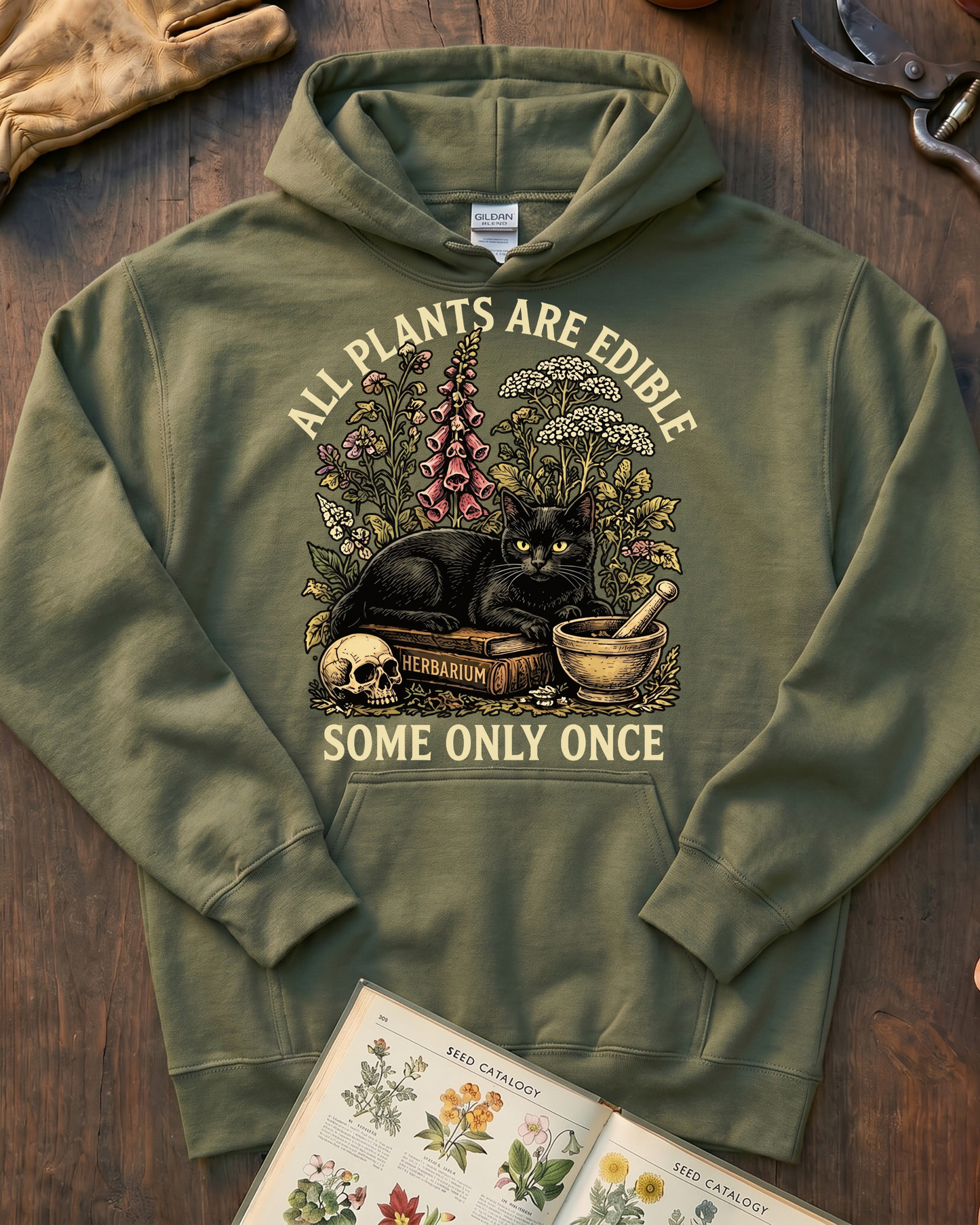 All Plants Are Edible Black Cat Hoodie