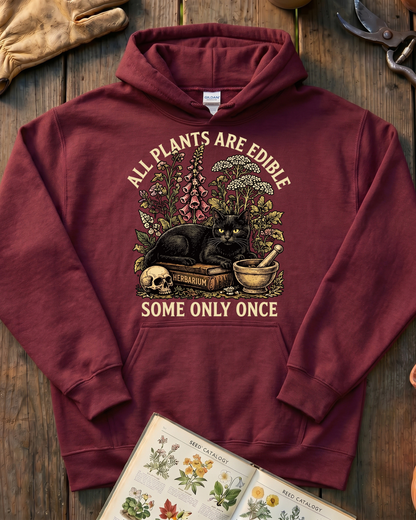 All Plants Are Edible Black Cat Hoodie